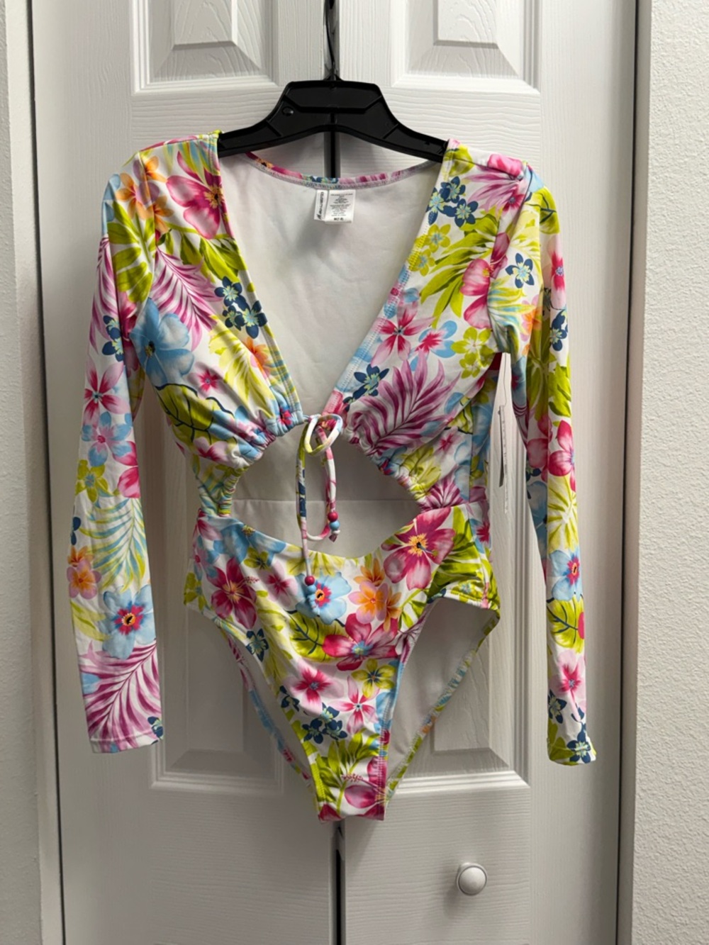 Celebrity Pink Bright Floral Rashguard One-Piece Swimsuit